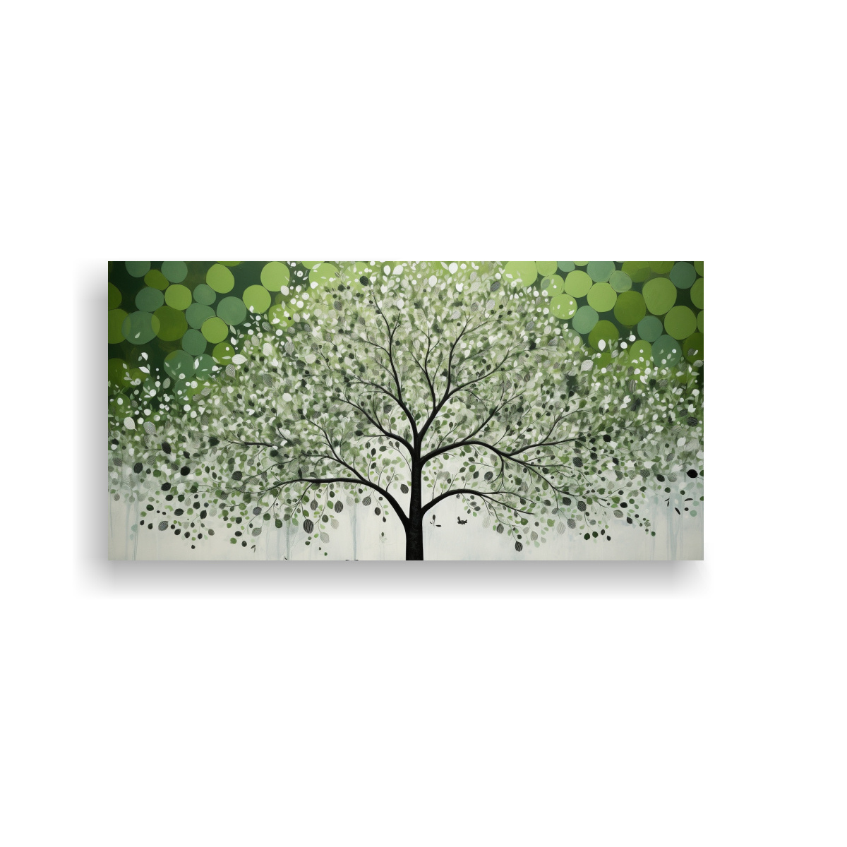 PINTURA DE PARED IMAGEN OBRA MAESTRA DEL ÁRBOL EN VERDE Y PLATA EN S DECORACIONES 120X60CM - 1