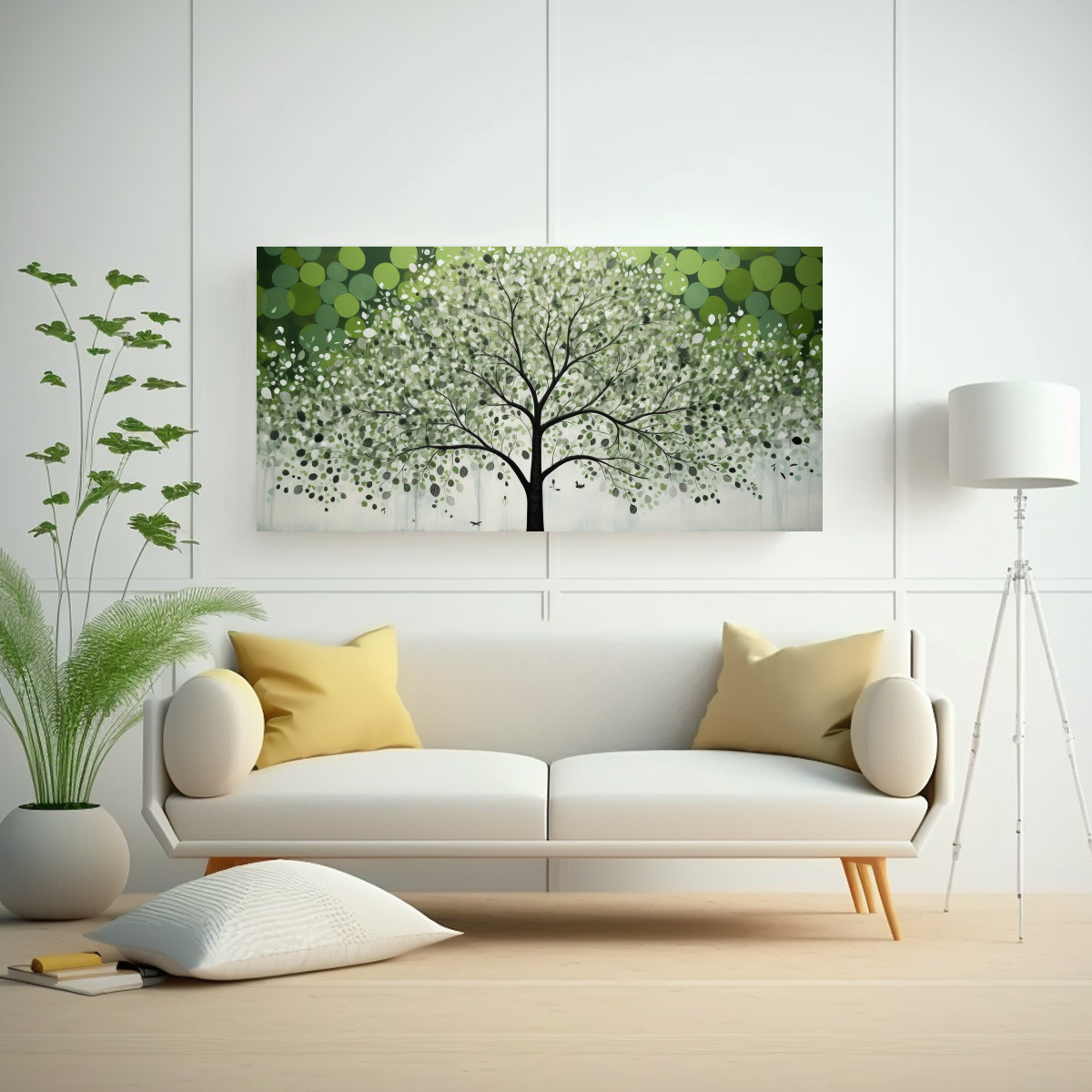 PINTURA DE PARED IMAGEN OBRA MAESTRA DEL ÁRBOL EN VERDE Y PLATA EN S DECORACIONES 120X60CM - 2