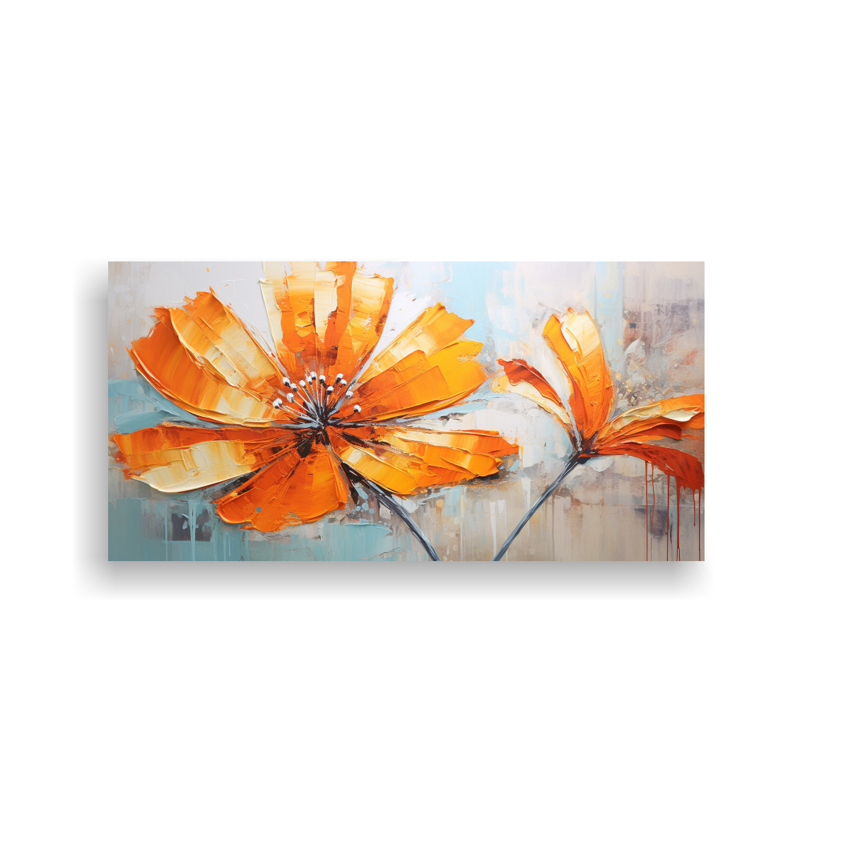 CUADRO DE FLORES DE NARANJA EN LIENZO ESTILO DECORATIVO 140X70CM - 1