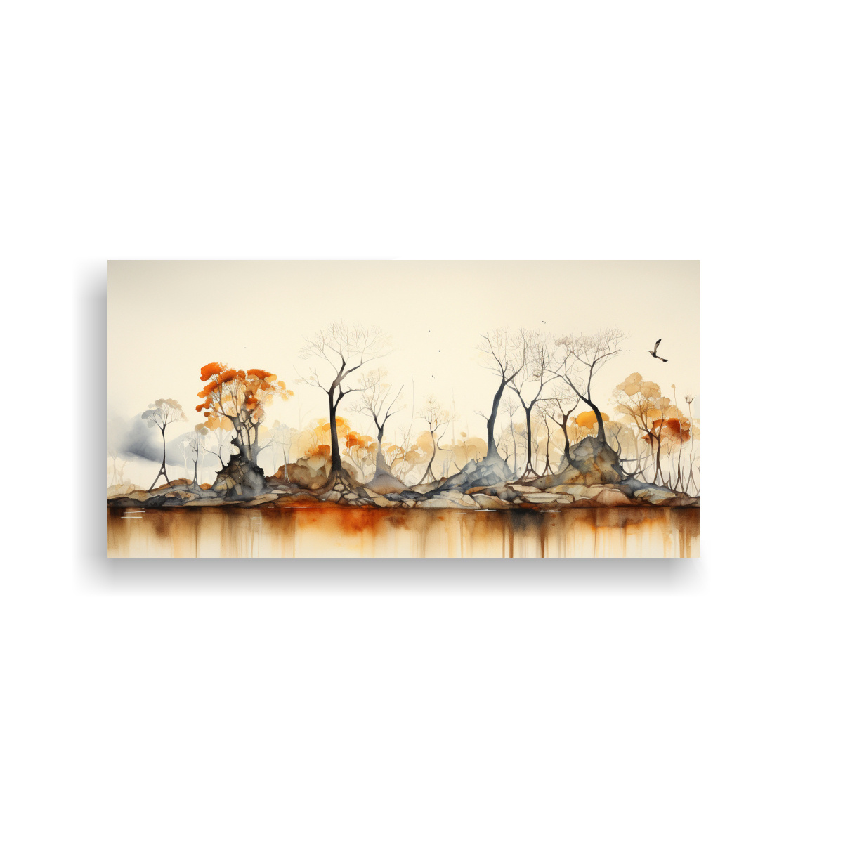 Ripley - CUADRO DECORATIVO FLORAL ABSTRACTO ACUARELA 60X30CM