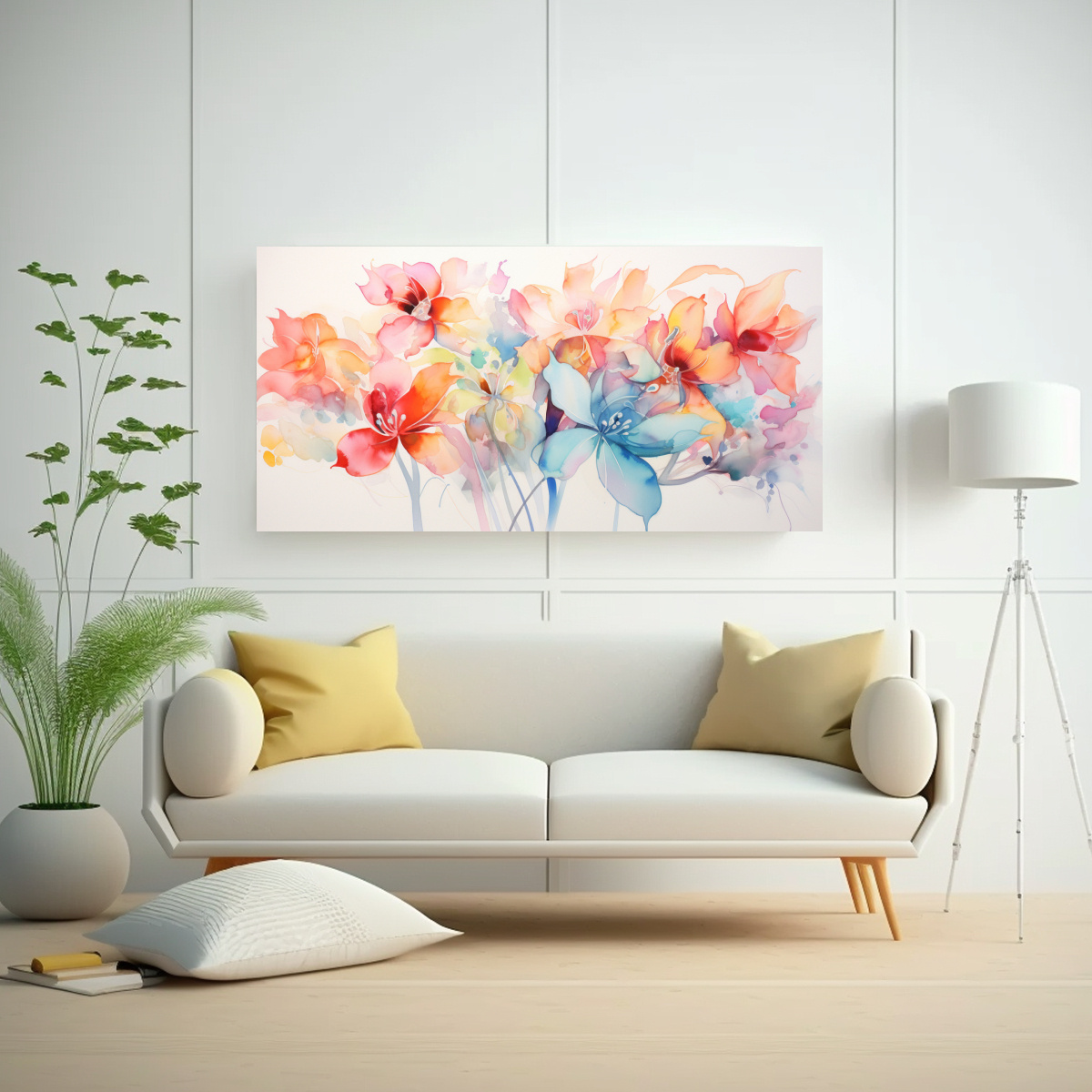 PINTURA DECORATIVA ABSTRACTA DE FLORES EN BASTIDOR STREET ART 60X30CM - 2