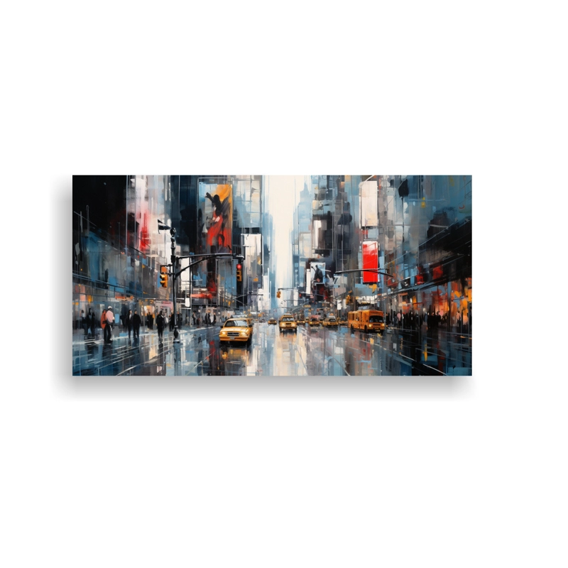 CUADRO INSPIRADOR DE PARED: REPRESENTACIÓN ABSTRACTA DINÁMICA DE UNA BULLICIOSA COMPOSIC 80X40CM - 1