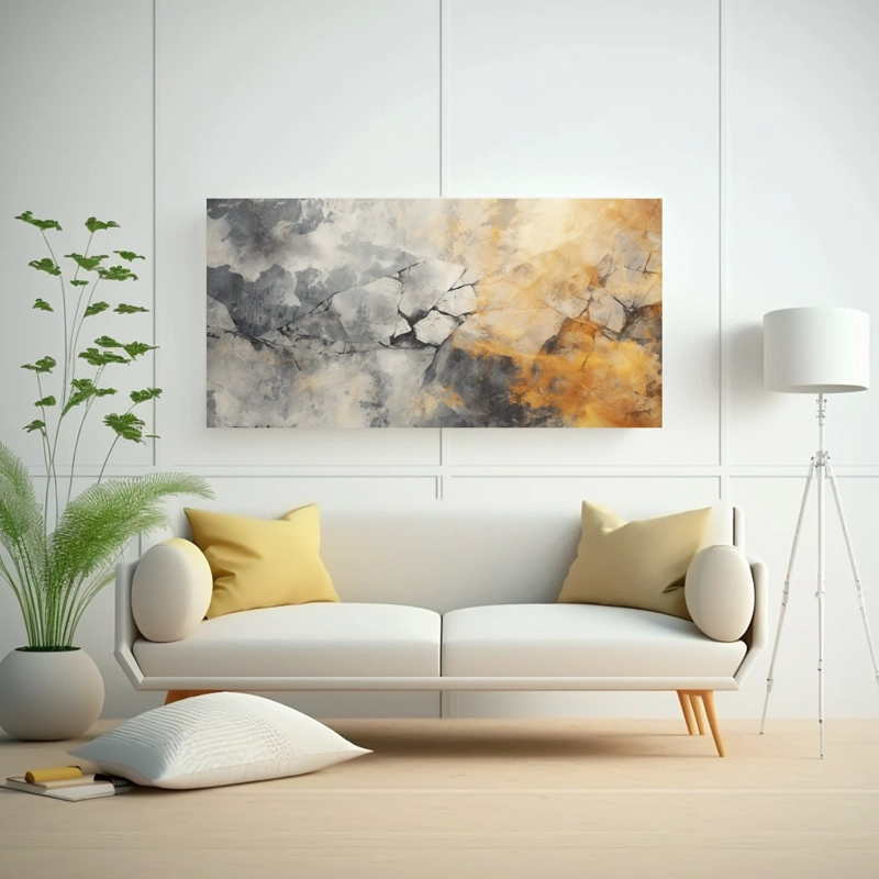 CUADRO MODERNO TEXTURA DE PIEDRA VIVA CON PINTURA DE TINTA INDIA 80X40CM - 2