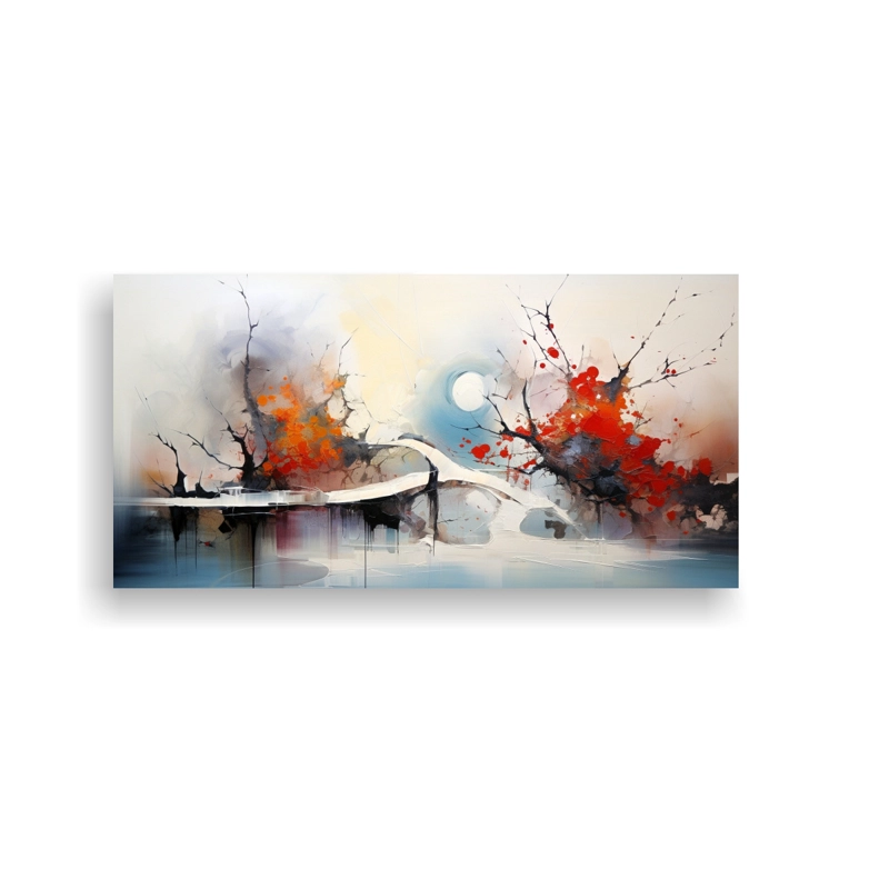 CUADROS ABSTRACTOS EN TELA DE MOVIMIENTO Y ARMONÍA CROMÁTICA FENG SHUI. 100X50CM - 1