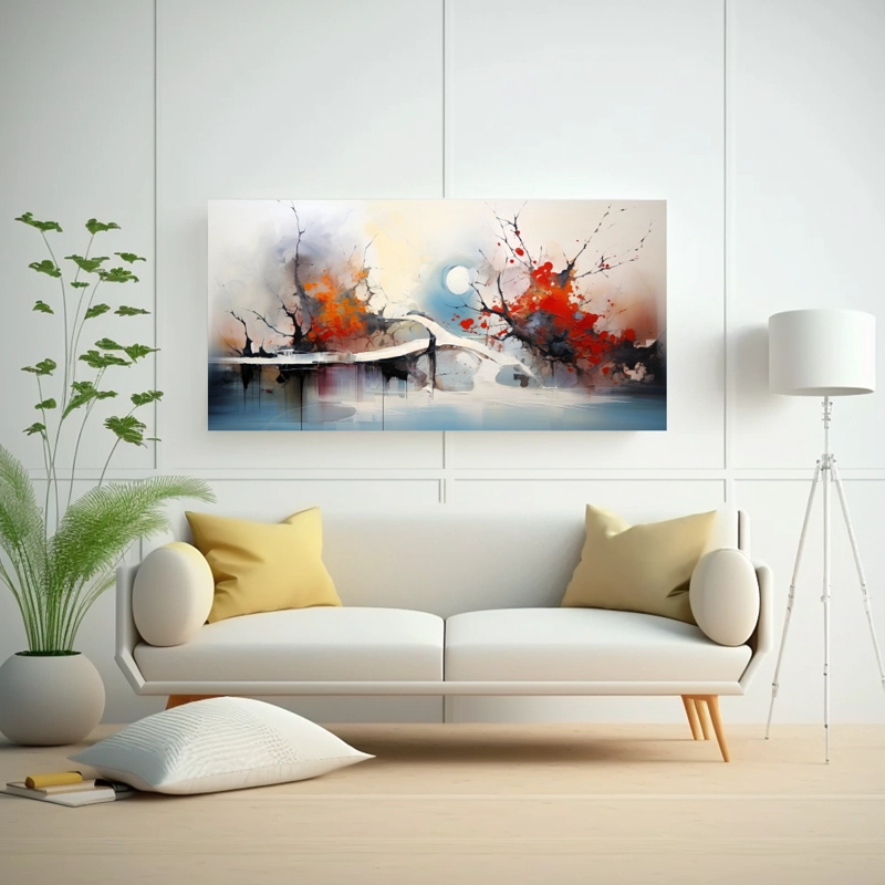 CUADROS ABSTRACTOS EN TELA DE MOVIMIENTO Y ARMONÍA CROMÁTICA FENG SHUI. 100X50CM - 2
