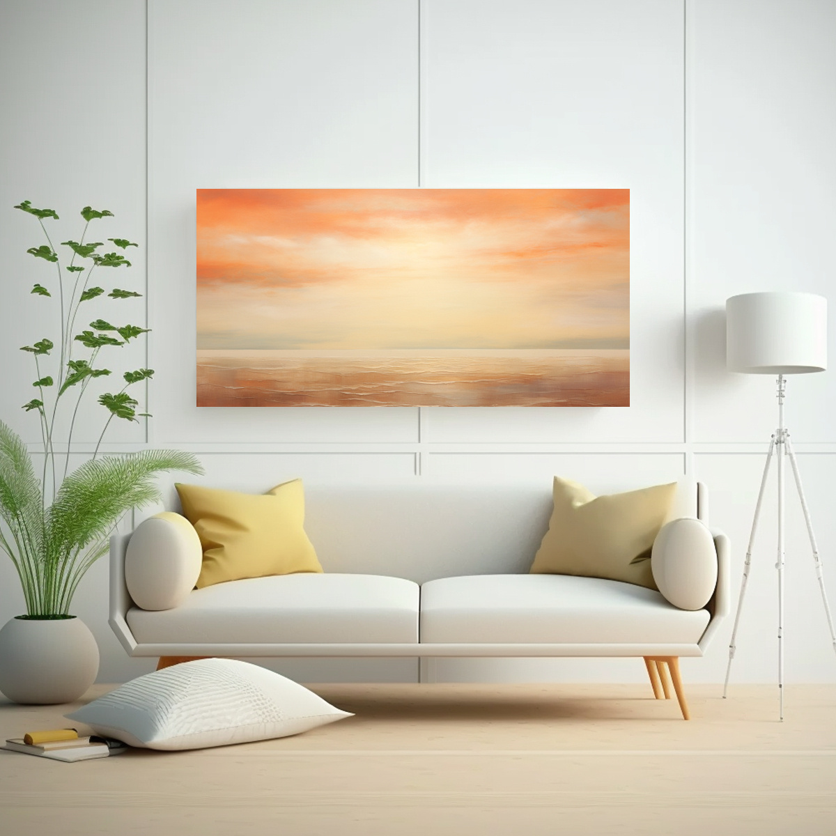 PINTURA DECORATIVA INSPIRADORA DE ATARDECER COSTERO CÁLIDOS 100X50CM - 2