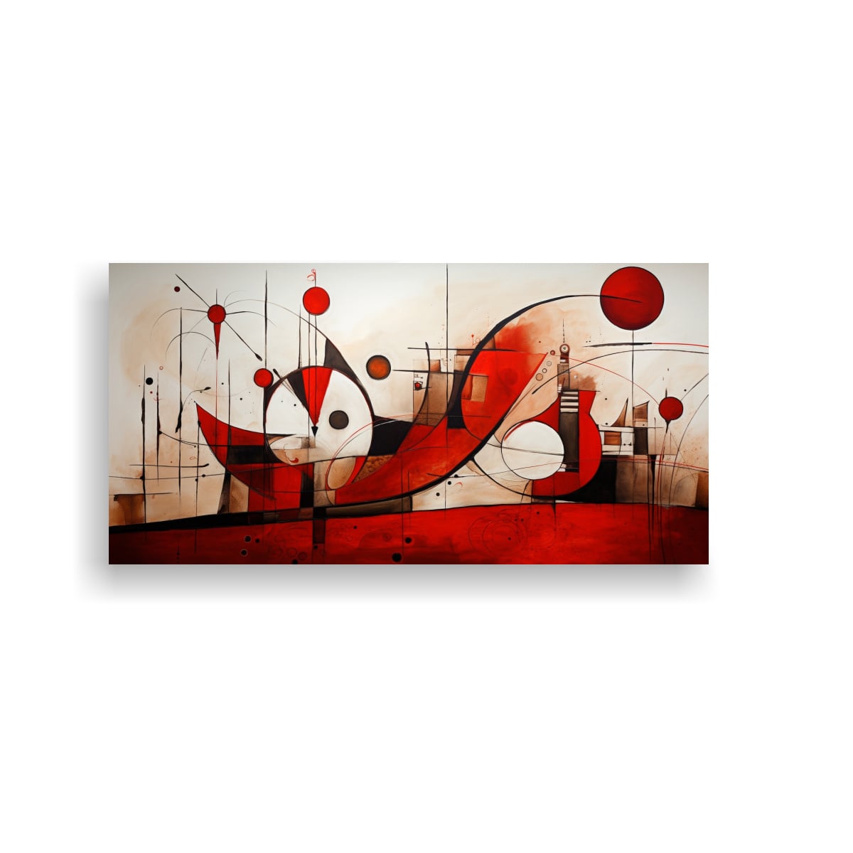 CUADRO ABSTRACTO EQUILIBRIO TONOS ROJOS PARA DECORACIÓN 40X20CM - 1