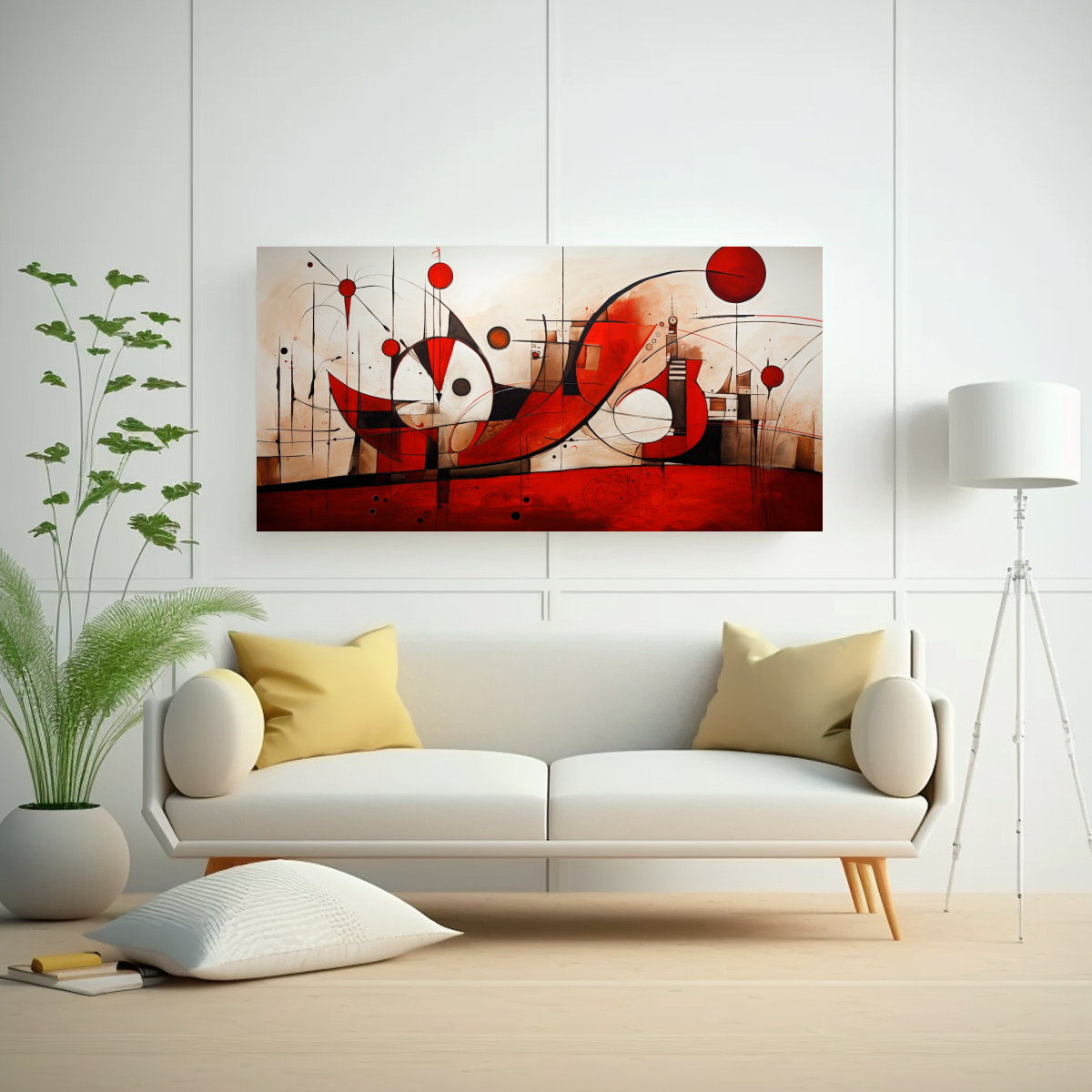 CUADRO ABSTRACTO EQUILIBRIO TONOS ROJOS PARA DECORACIÓN 40X20CM - 2