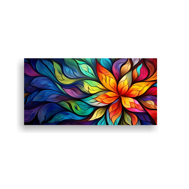 CUADRO DE DECORACIÓN CLÁSICO INSPIRADO EN UNA KALEIDOSCOPIO ABSTRACTO DE COLORES 120X60CM - 1