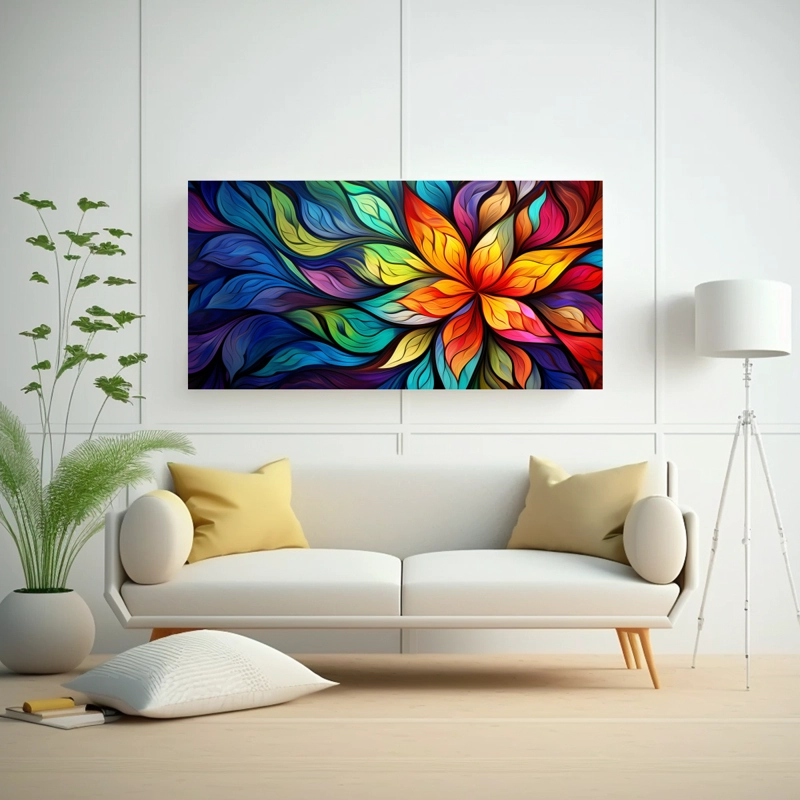 CUADRO DE DECORACIÓN CLÁSICO INSPIRADO EN UNA KALEIDOSCOPIO ABSTRACTO DE COLORES 120X60CM - 2