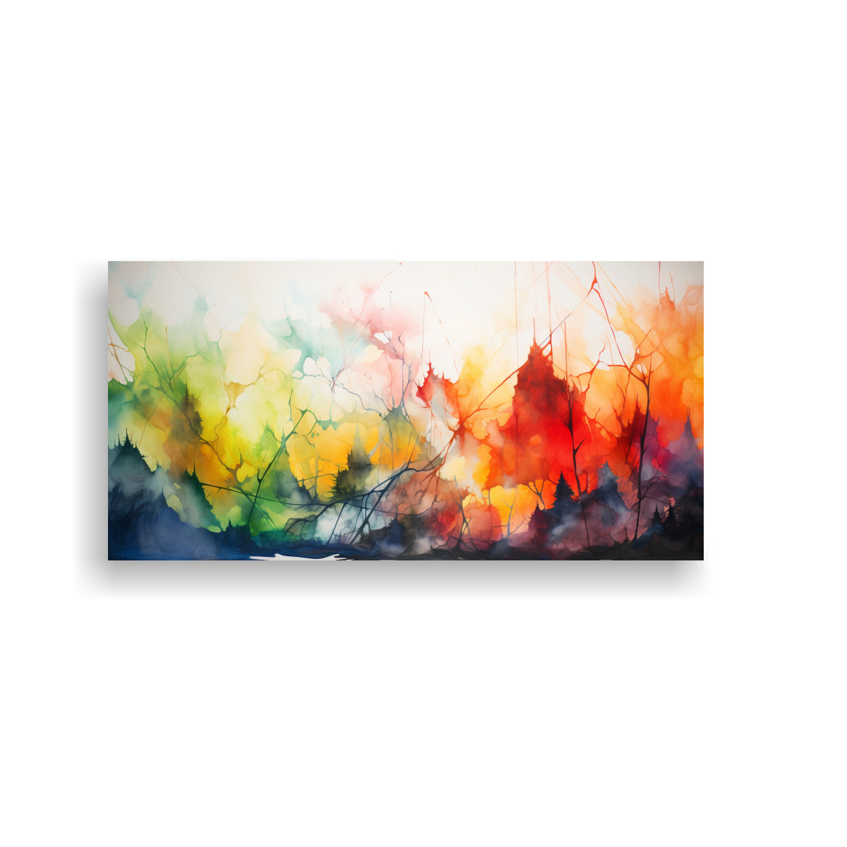 CUADRO ABSTRACTO DORMITORIO: DISEÑO CON ACUARELAS 40X20CM - 1