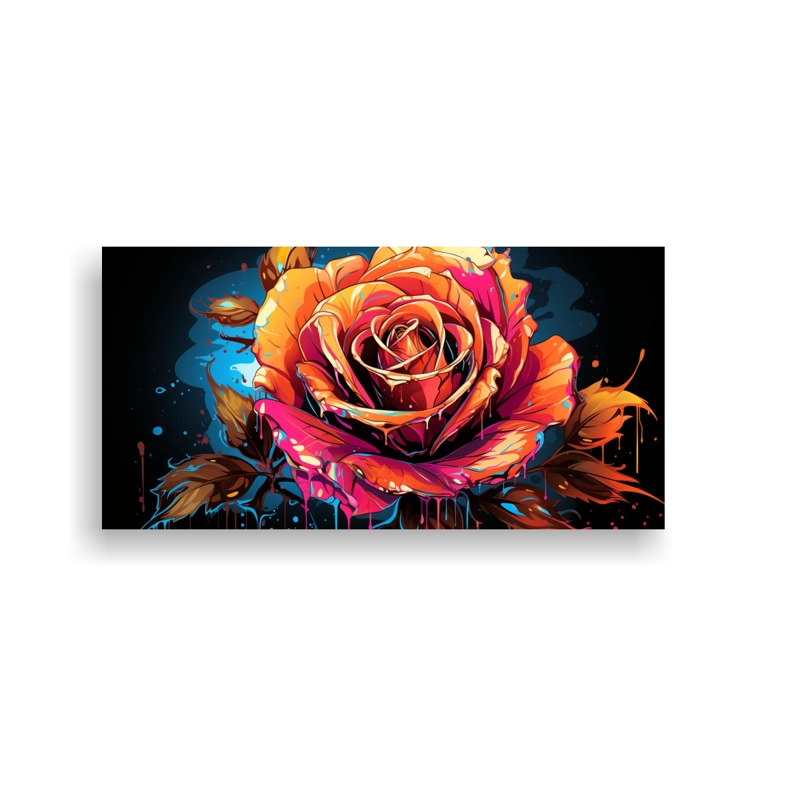 PINTURA DE GRAFFITI ESTILO ROSA EN BASTIDOR DE GALERÍA 120X60CM - 1