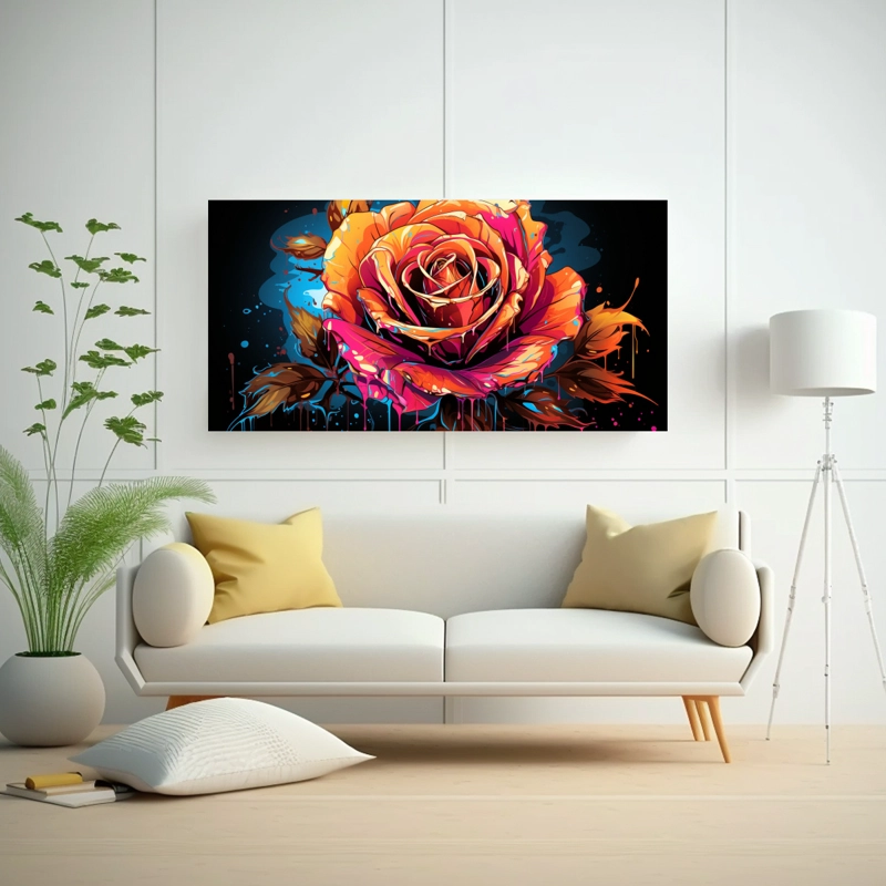 PINTURA DE GRAFFITI ESTILO ROSA EN BASTIDOR DE GALERÍA 120X60CM - 2