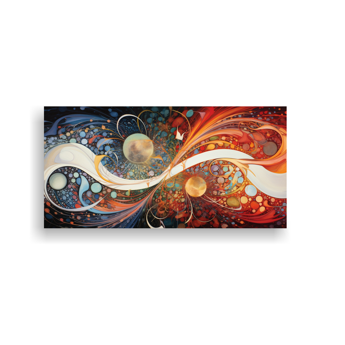 CUADRO DE PARED ABSTRACTO INSPIRADO EN PATRONES FLORALES GIRATORIOS DE ESTILO GALERÍA 80X40CM - 1