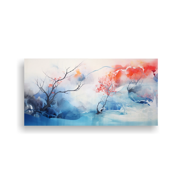 CUADRO ABSTRACTO DE LIENZO IMPRESO DE REPRESENTACIÓN REINTERPRETADA DE PINTURA CHINA A PI 140X70CM - 1