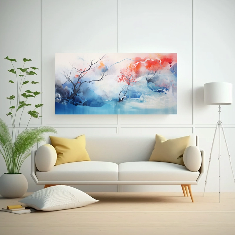 CUADRO ABSTRACTO DE LIENZO IMPRESO DE REPRESENTACIÓN REINTERPRETADA DE PINTURA CHINA A PI 140X70CM - 2