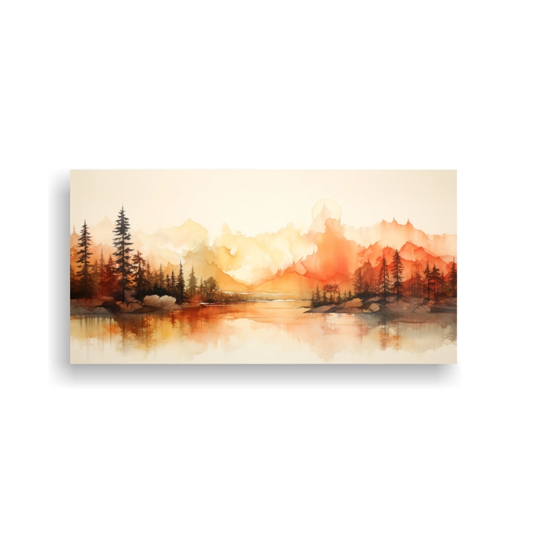 CUADROS DECORATIVOS AMBIENTE CON PAISAJES ABSTRACTOS EN ACUARELA 60X30CM - 1