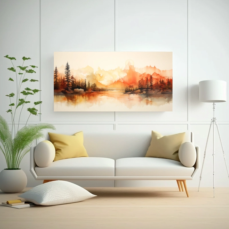 CUADROS DECORATIVOS AMBIENTE CON PAISAJES ABSTRACTOS EN ACUARELA 60X30CM - 2