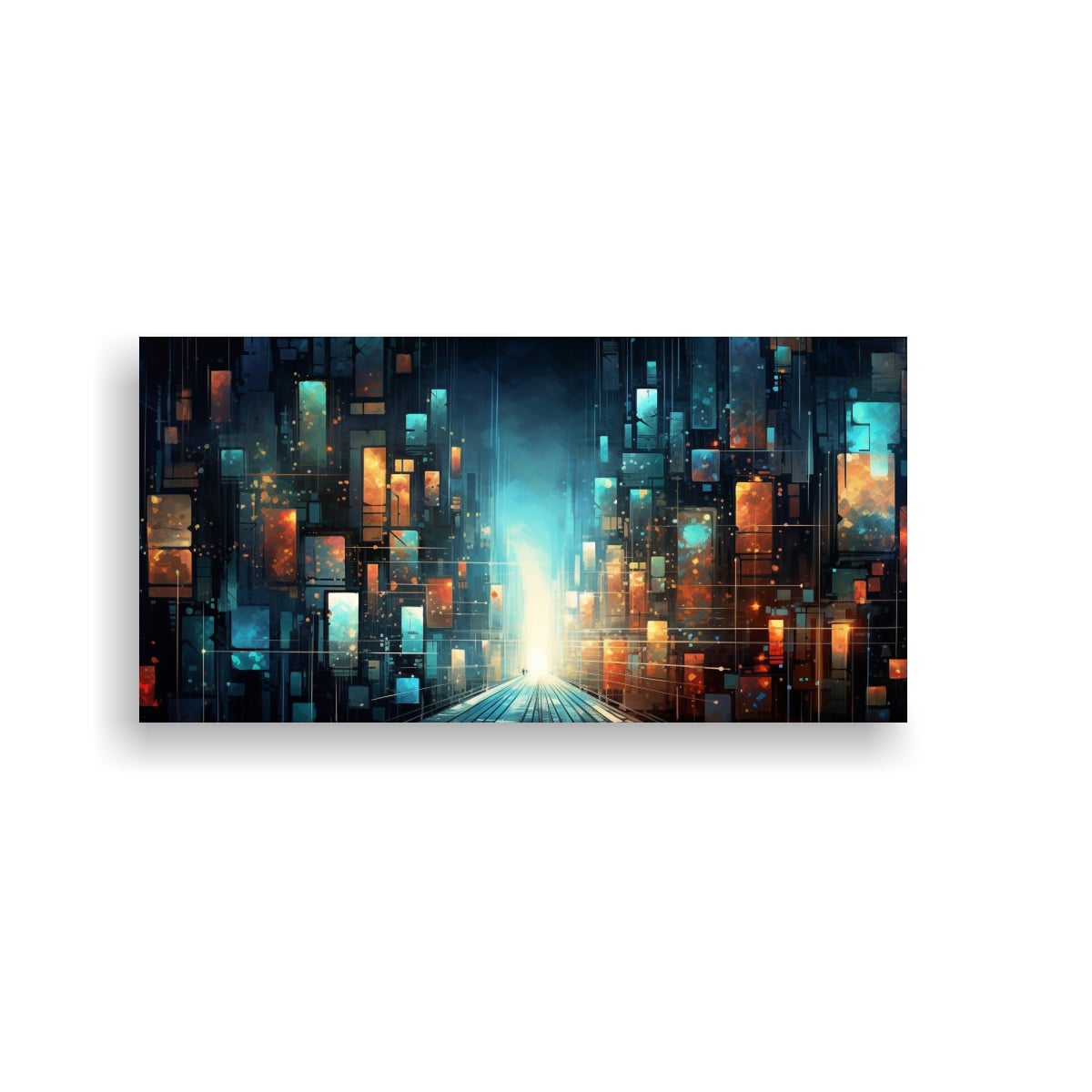 CUADRO ABSTRACTO CIUDAD FUTURISTA DE ALTA CALIDAD 60X30CM - 1