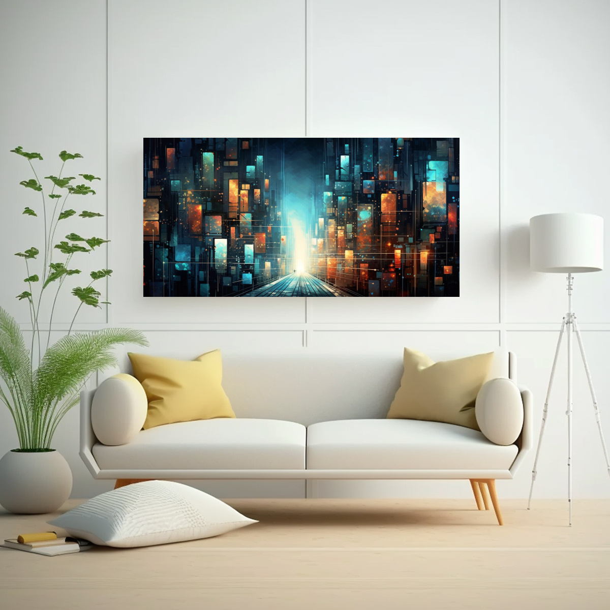 CUADRO ABSTRACTO CIUDAD FUTURISTA DE ALTA CALIDAD 60X30CM - 2