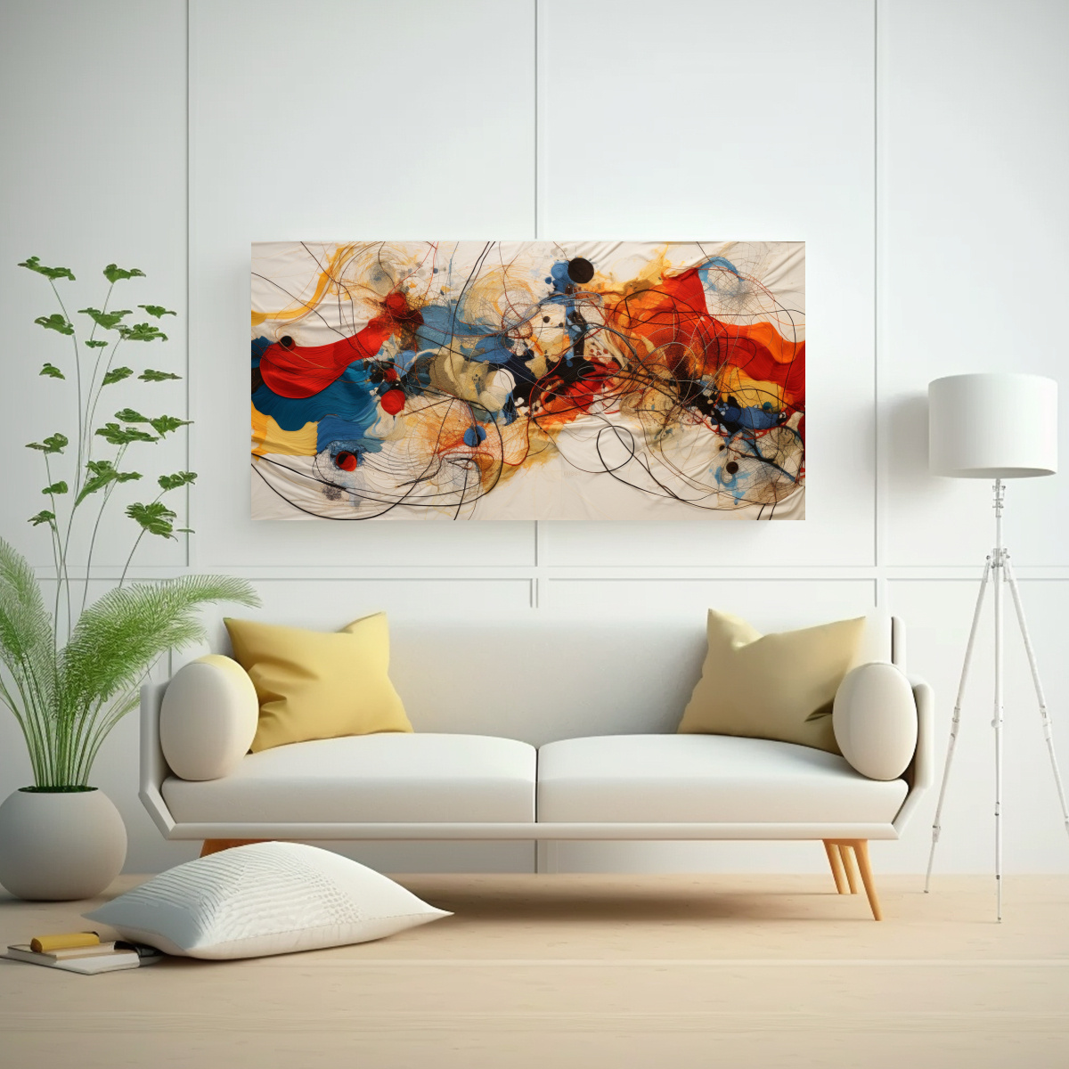 PINTURA EN BASTIDOR TEMÁTICA DE ESCENA ABSTRACTA CON HILOS DE ALEGRÍA 40X20CM - 2