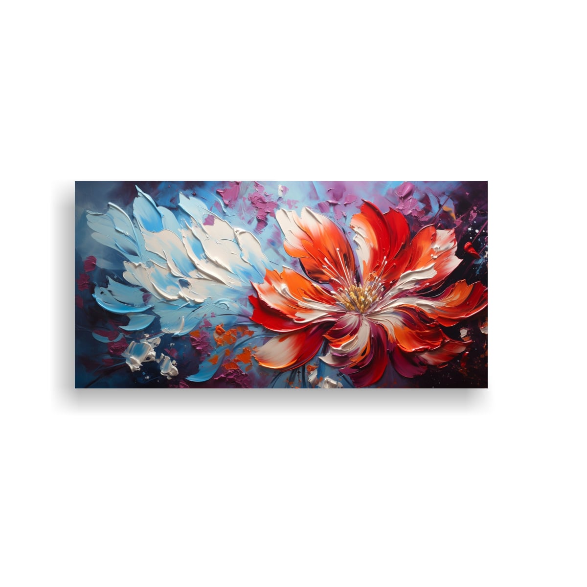 PINTURA LIENZO MODERNA CON FLORES DE COLORES VIBRANTES EN DECORACIÓN HOGAR 40X20CM - 1