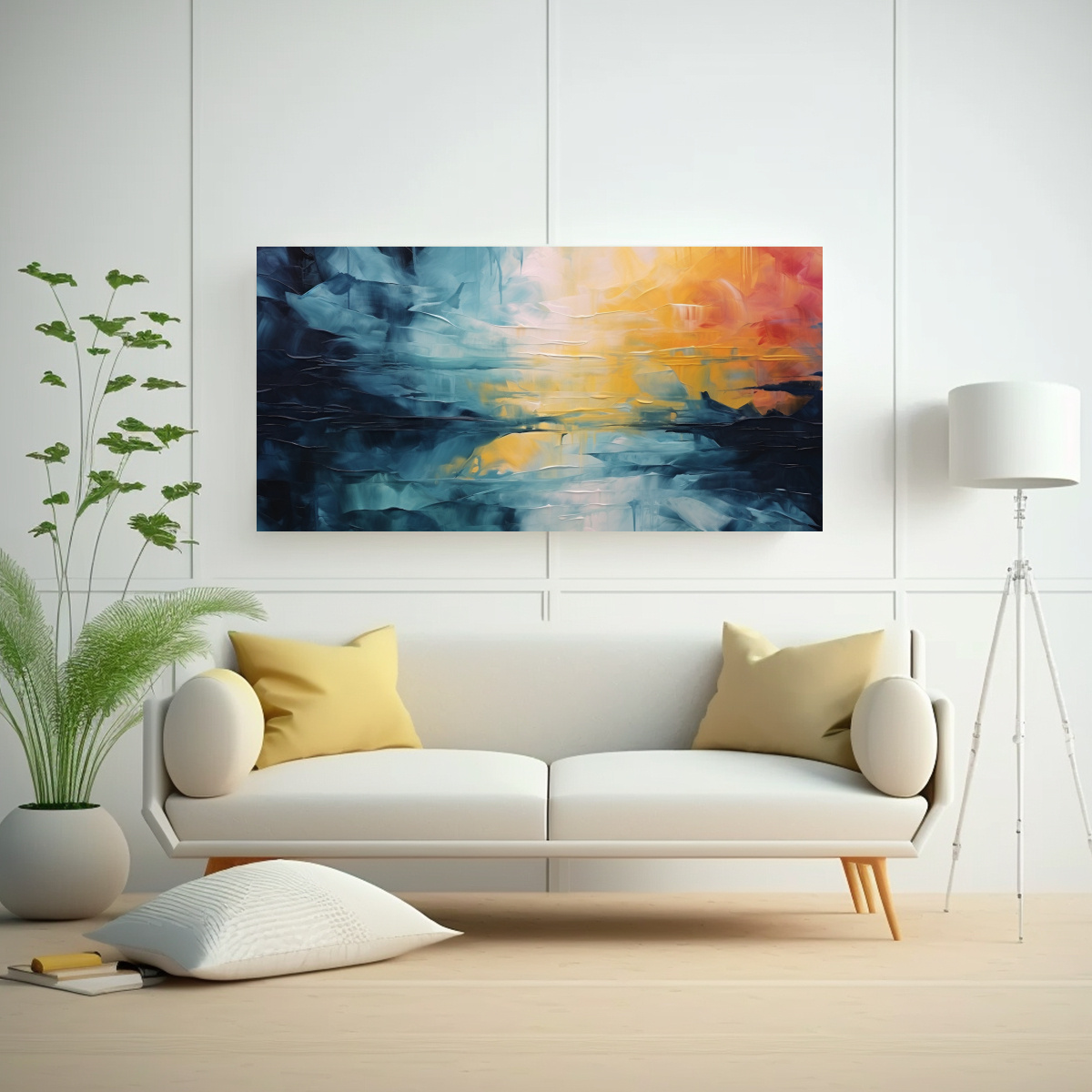 ARTE DE PARED LÍNEAS FANTASÍA IMPRESIONISMO ABSTRACTO MINIMALISTA 60X30CM - 2