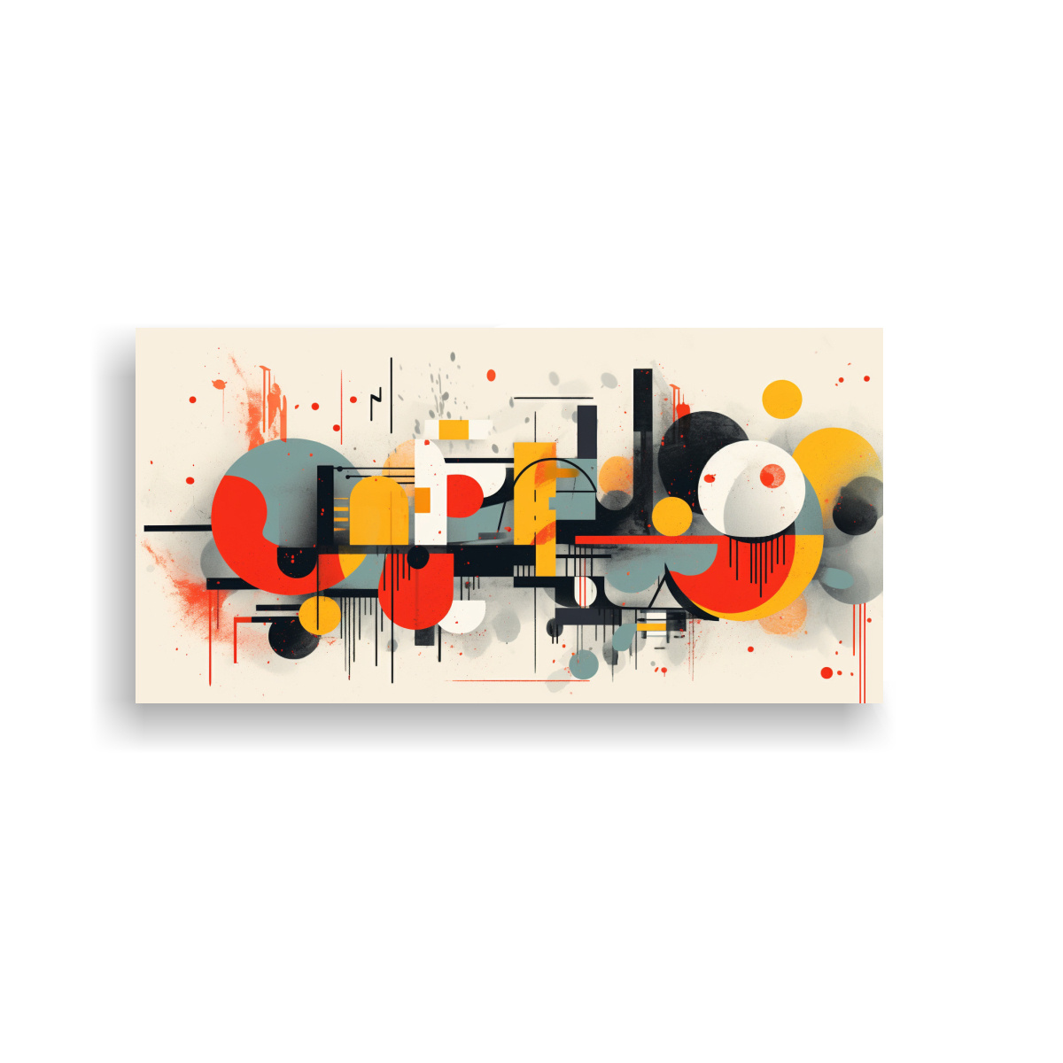 CUADRO ABSTRACTO MINIMALISTA EN ESTILO GRAFFITI IMPRESO EN COLOR 80X40CM - 1