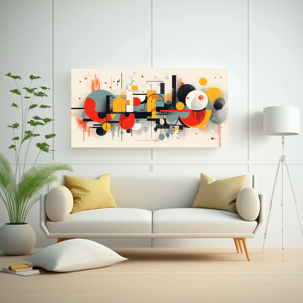 CUADRO ABSTRACTO MINIMALISTA EN ESTILO GRAFFITI IMPRESO EN COLOR 80X40CM - 2