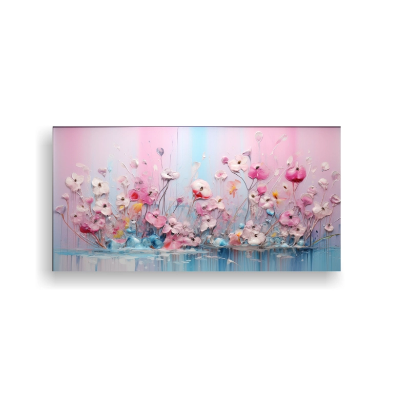 CUADRO MODERNO REFLEJO EN TONOS ROSADOS Y DORADOS  ESTILO DECORATIVO 40X20CM - 1