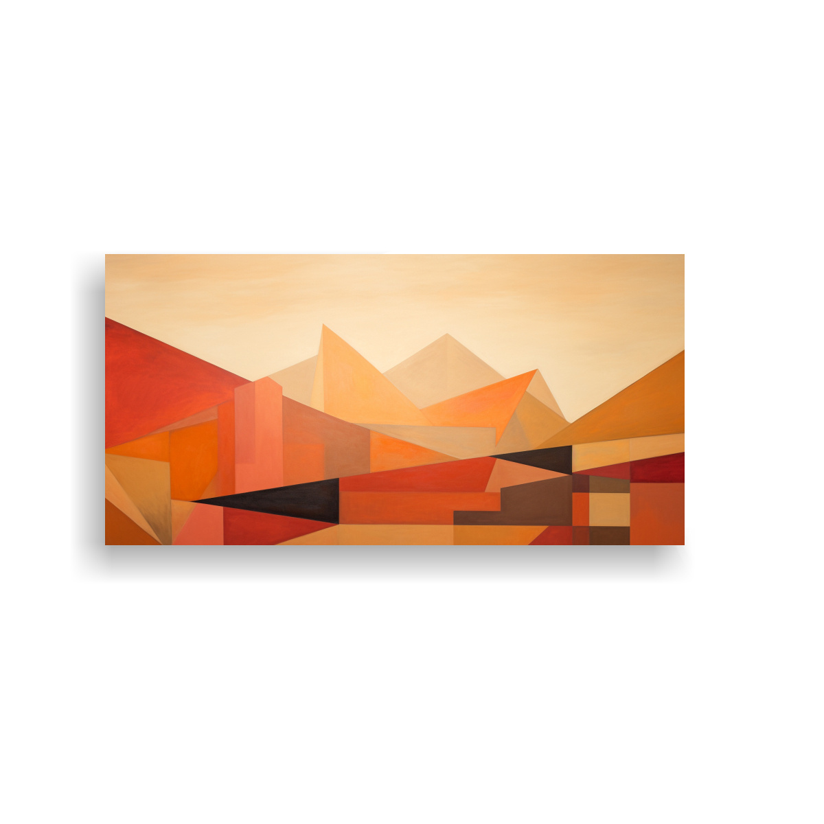 PINTURAS DECORATIVAS DE ACUARELA Y ABSTRACCIÓN GEOMÉTRICA EN CÁLIDOS COLORES DEL DESIER 100X50CM - 1