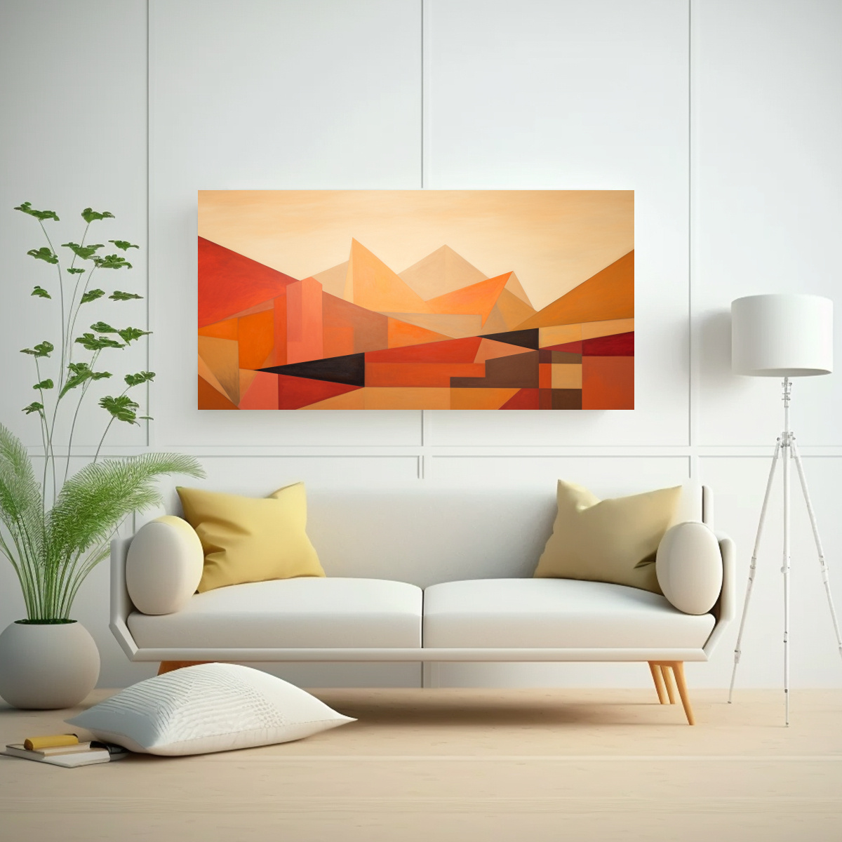 PINTURAS DECORATIVAS DE ACUARELA Y ABSTRACCIÓN GEOMÉTRICA EN CÁLIDOS COLORES DEL DESIER 100X50CM - 2
