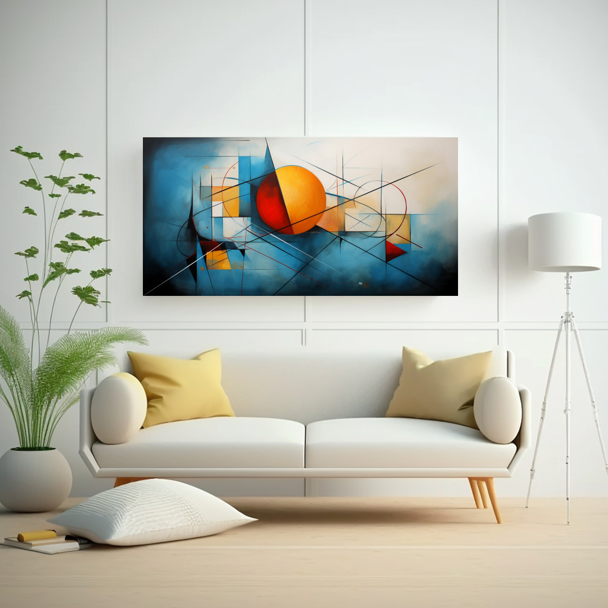 PINTURAS ABSTRACTAS DE COMPOSICIÓN GEOMÉTRICA PARA INSPIRACIÓN EN COCINA 60X30CM - 2