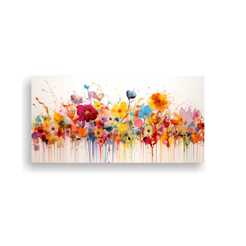 CUADRO CONCEPTUAL INSPIRADOR DE UNA PINTURA ACRÍLICA SIN COSTURAS SALPICADA SOBRE UN FOND 100X50CM - 1