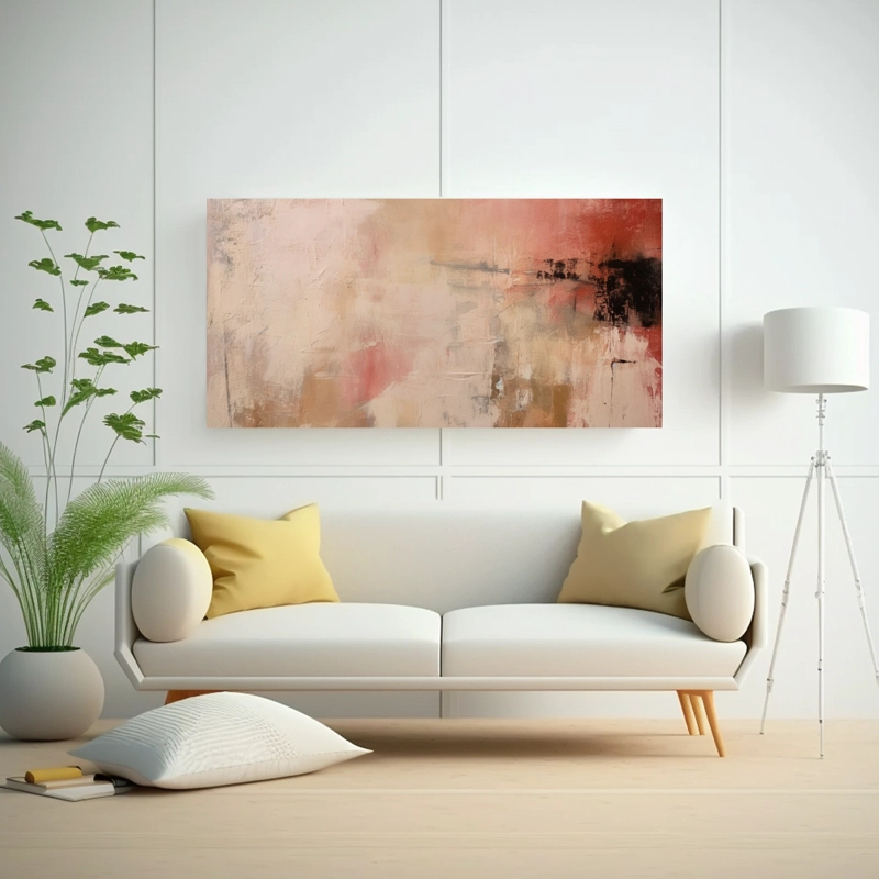 PINTURA ABSTRACTA CON COLORES MIXTOS EN ESTILO DECORATIVO 60X30CM - 2