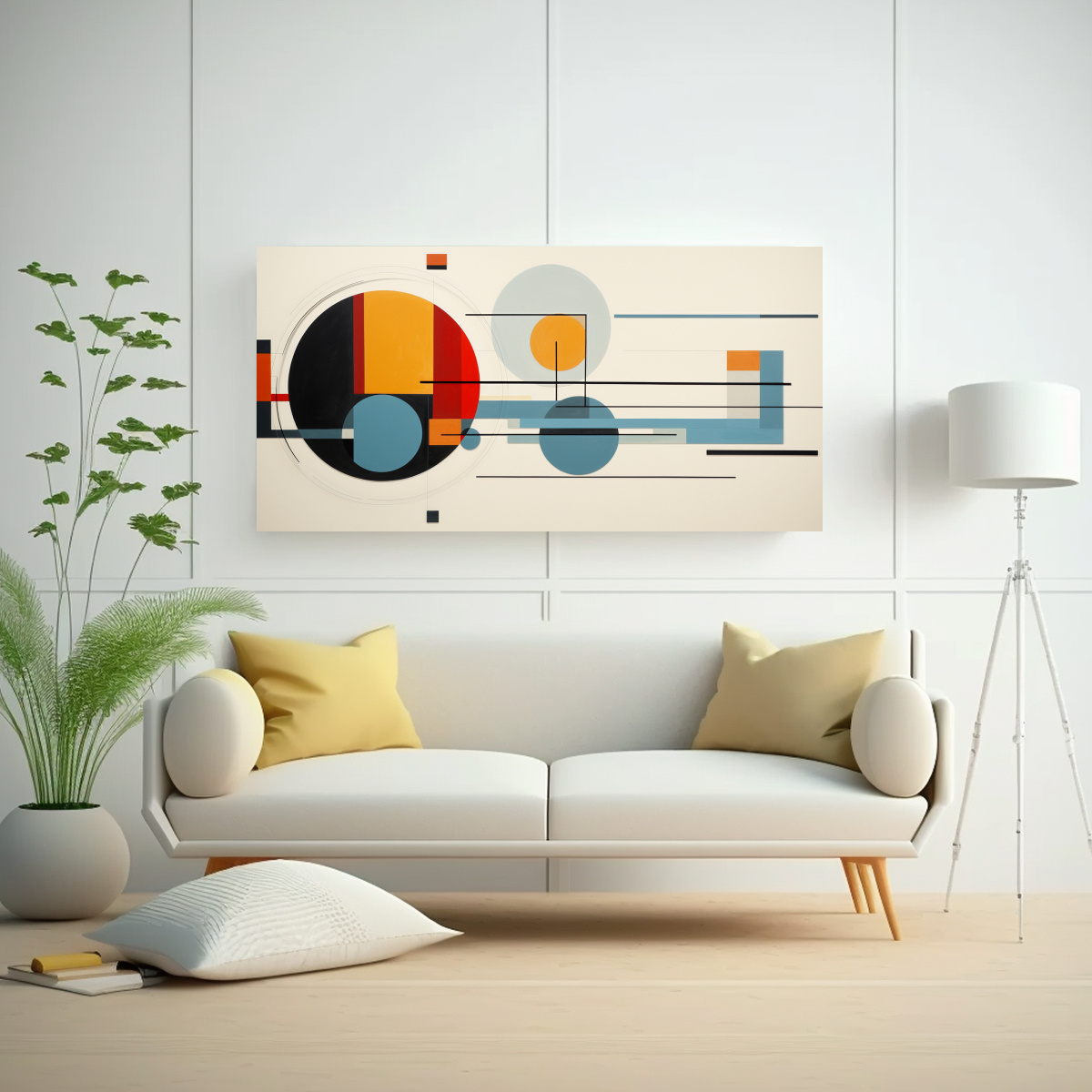 PINTURAS DECORATIVAS DE FUSIÓN ABSTRACTA DE BAUHAUS Y MINIMALISMO CON COMPOSICIÓN MODERN 60X30CM - 2