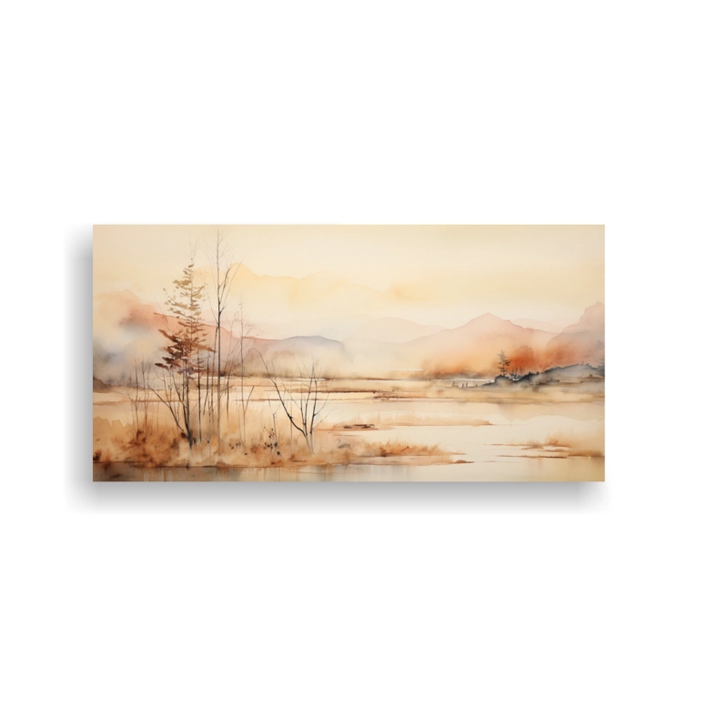 PAISAJE SERENO EN PINTURAS DE DECORACIÓN CON LÍNEAS FINAS DE ESQUEMA 80X40CM - 1