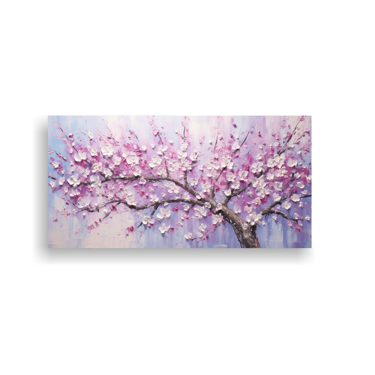 CUADRO FLORAL DE CEREZOS EN COLORES VIBRANTES PARA DECORAR SALA 40X20CM - 1