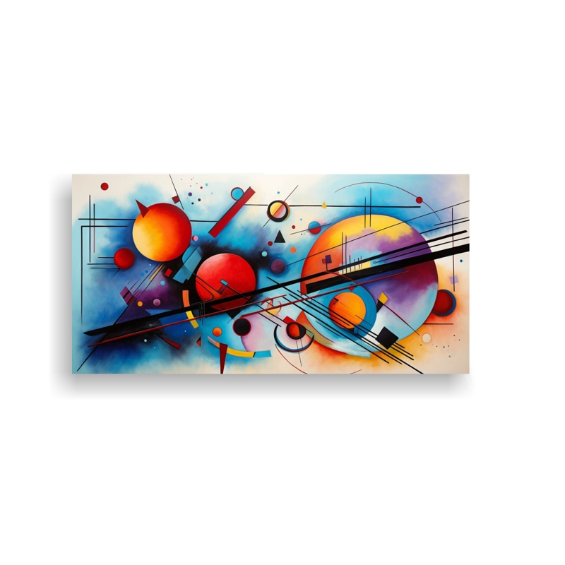 PINTURA ABSTRACTA VIBRANTE INSPIRADA EN KANDINSKY PARA DECORACIÓN 80X40CM - 1
