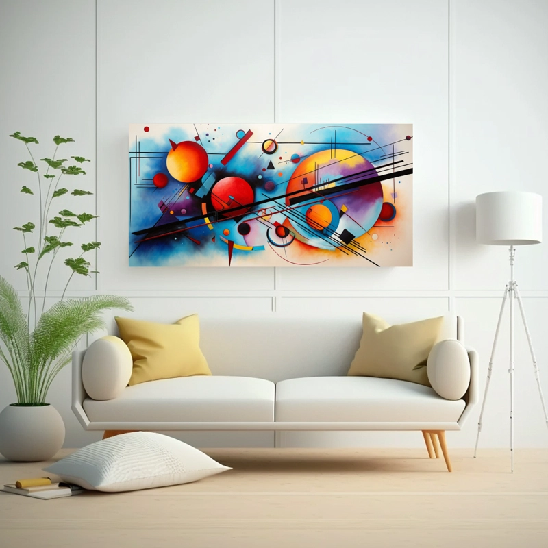 PINTURA ABSTRACTA VIBRANTE INSPIRADA EN KANDINSKY PARA DECORACIÓN 80X40CM - 2