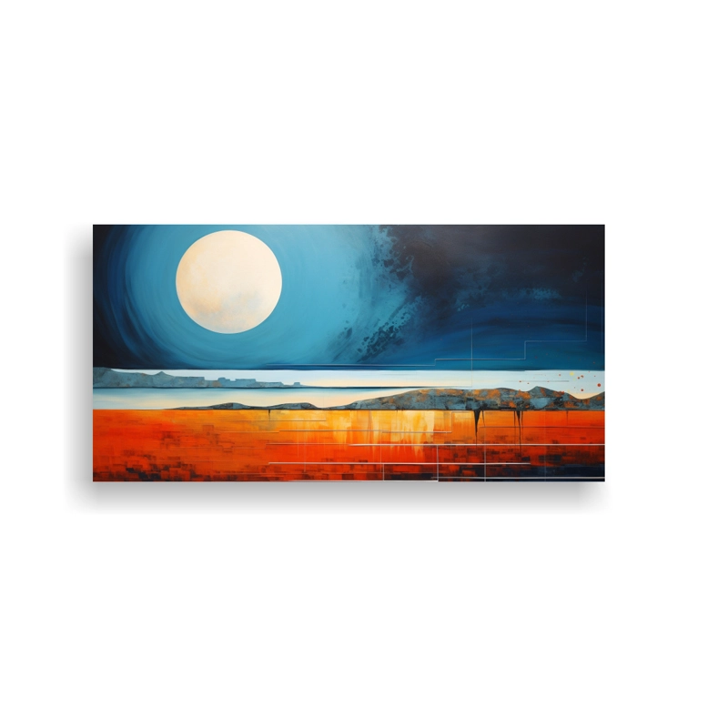 PINTURA ABSTRACTA DEL INTERPLAY ENTRE LA LUNA Y LAS MAREAS 60X30CM - 1
