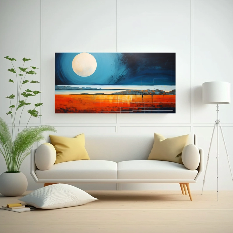 PINTURA ABSTRACTA DEL INTERPLAY ENTRE LA LUNA Y LAS MAREAS 60X30CM - 2