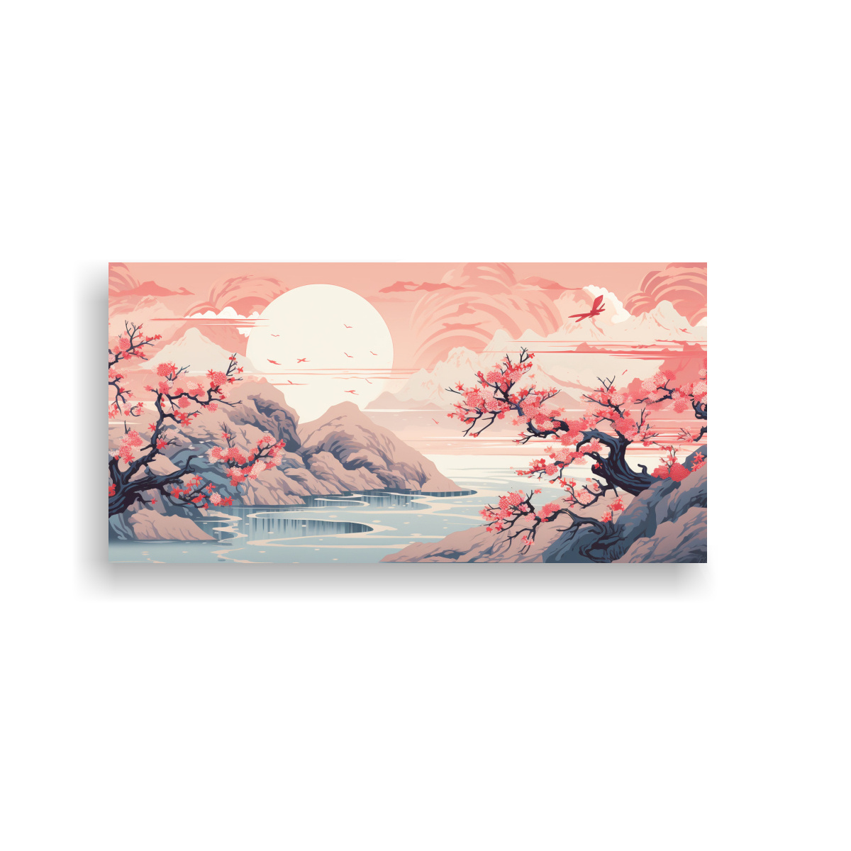 ARTE BASTIDOR MADERA REINTERPRETACIÓN ABSTRACTA UKIYOE JAPONESA PRI 40X20CM - 1