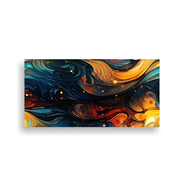 PINTURA DE PARED EN TONOS PARA OFICINA: FORMA ELÍPTICA FLUIDA LLENA DE LÍQUIDOS GIRATORI 60X30CM - 1