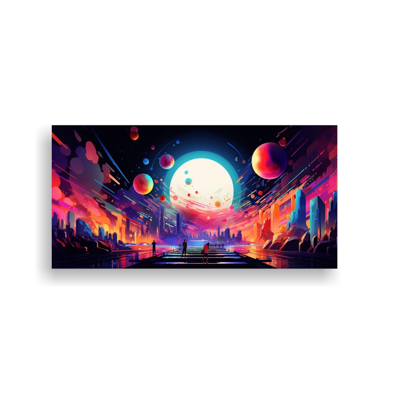 CUADRO DECORATIVO ELEGANTE CON REINTERPRETACIÓN ABSTRACTA DE UN FESTIVAL DE MÚSICA EN CA 100X50CM - 1
