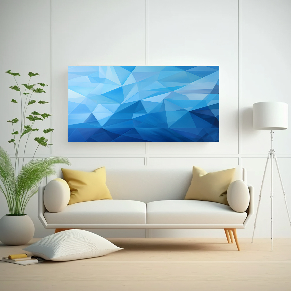 PINTURA DECORATIVA DE DISEÑO GEOMÉTRICO ÚNICO EN REFRESCANTE Y NÍTIDO OCÉANO. 40X20CM - 2