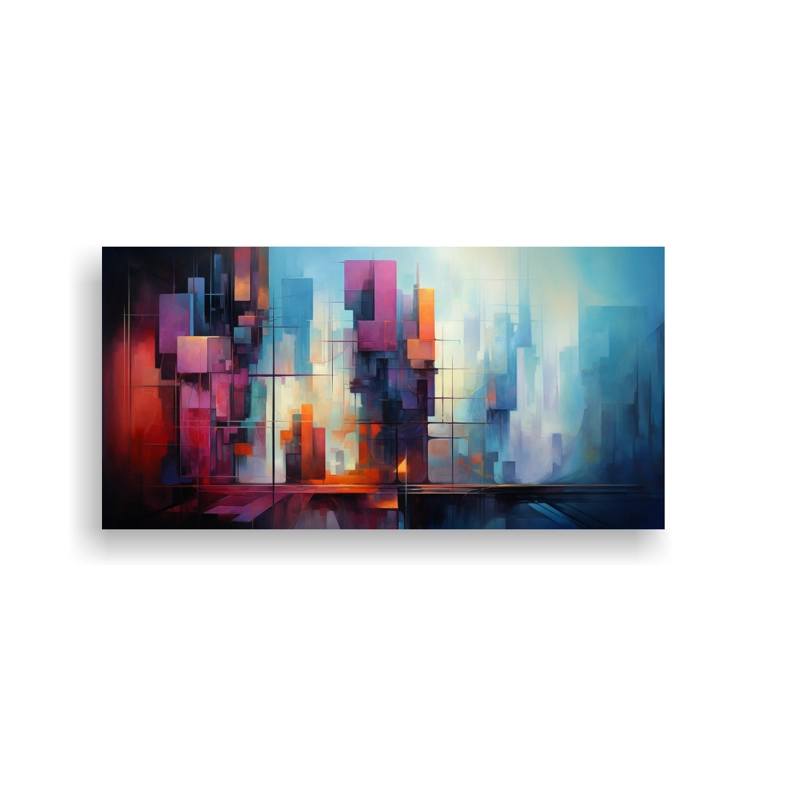 CUADRO VERTICAL ARTE GRÁFICO ABSTRACTO FUSIÓN DE EMOCIONES Y ARQUITECTURA CON PINTURAS D 140X70CM - 1
