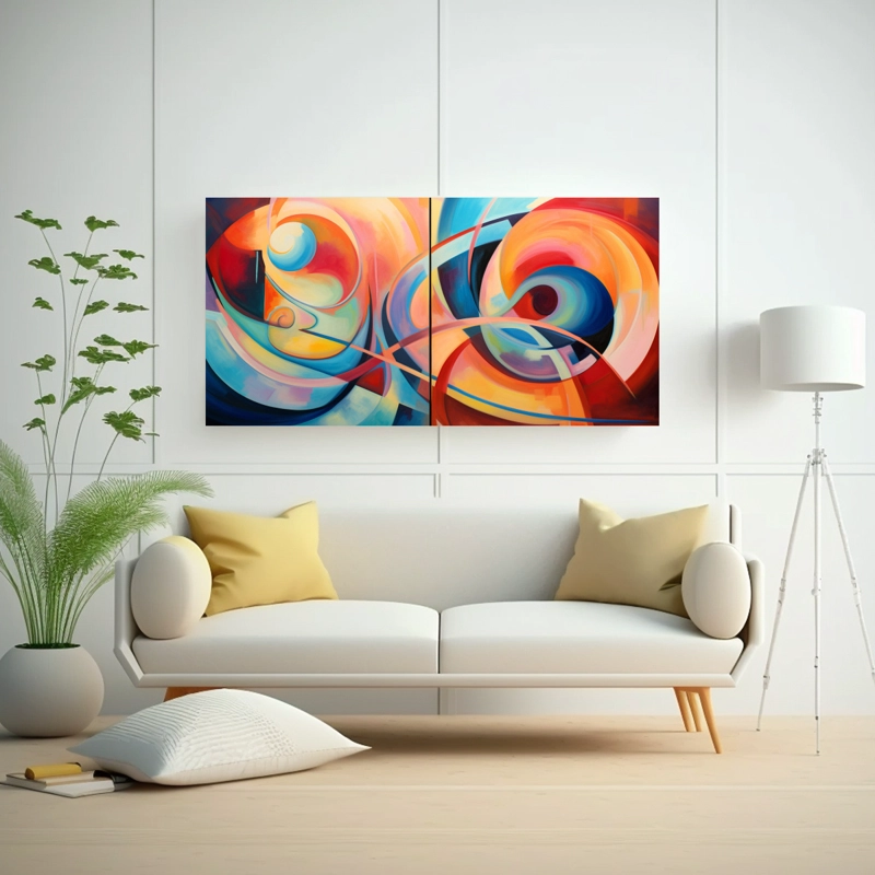 CUADRO LIENZO EXPRESIÓN SALÓN REMINISCENCIA DE LOS PATRONES ABSTRACTOS GIRATORIOS DE LAS 160X80CM - 2