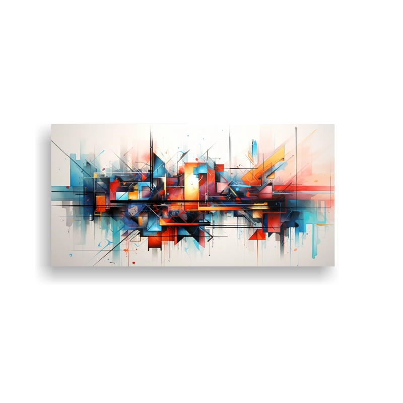 PINTURA ACUARELA ABSTRACTA CON LÍNEAS  COMPOSICIÓN DECORATIVA 60X30CM - 1