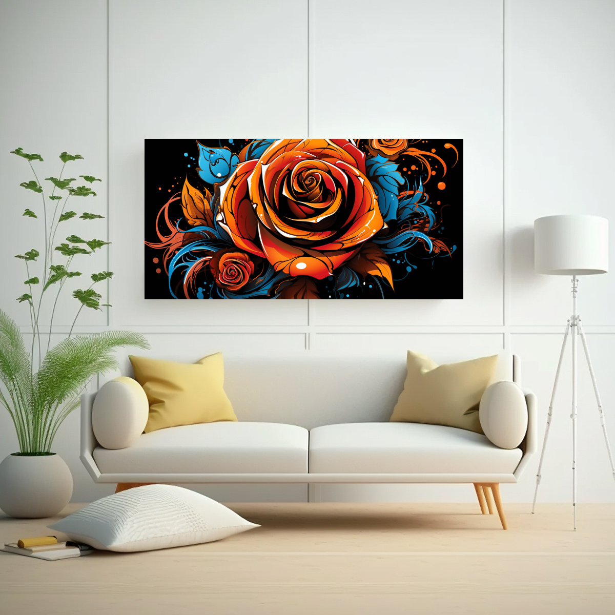 PINTURA DECORATIVA VANGUARDISTA: DETALLES INTRINCADOS DE UNA ROSA ESTILO GRAFFITI QUE PUED 40X20CM - 2